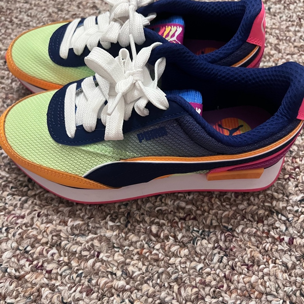 Puma Kids' Lime and Navy Sneakers